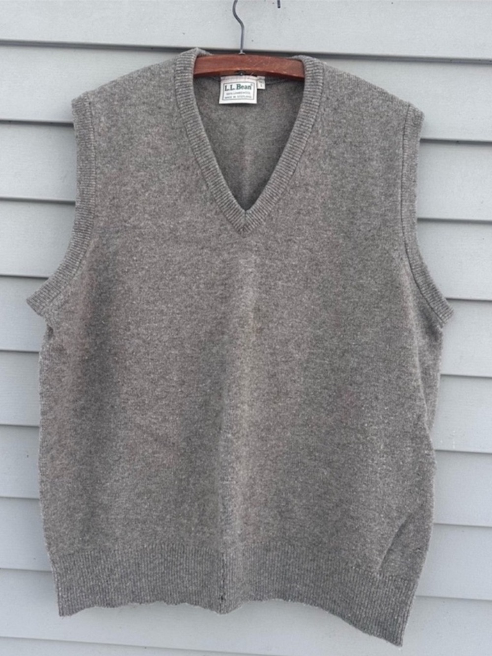 AS IS vintage LL Bean Wool Sweater Vest Brown Lambswool  Large Tall
